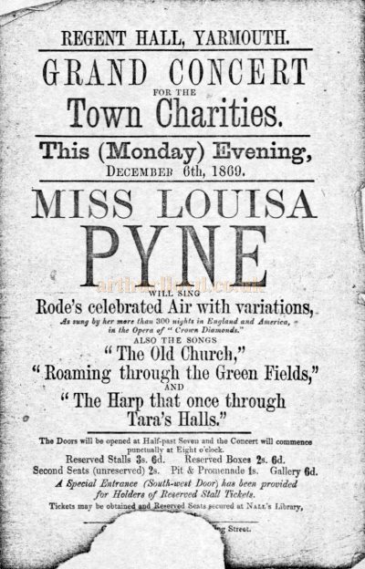 A rare piece of ephemera that has survived from the Regent Hall, a playbill dated 1869 - Courtesy Colin Tooke from his now out of print book 'That's Entertainment - Theatres and Cinemas of Great Yarmouth & Gorleston.'