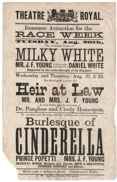 An Early Programme for the Theatre Royal, Great Yarmouth - Courtesy Simon Moss, stagememories. 