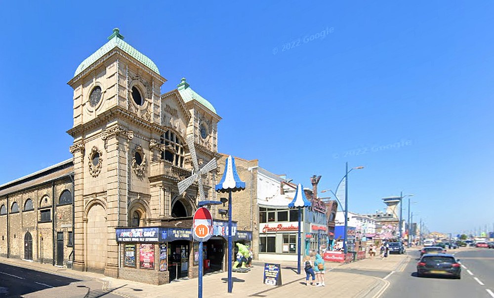 A Google StreetView Image of the former Windmill Theatre, Great Yarmouth in August 2022 - Click to Interact.