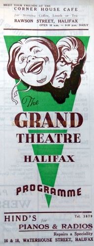 A Programme Cover for the Grand Theatre, Halifax - Courtesy the Halifax Library and Philip Paine.