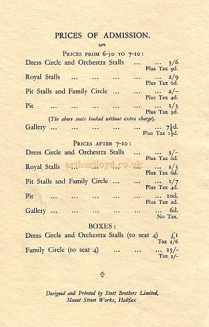 A Souvenir Programme for the Theatre Royal, Halifax, dated 12th September 1927.