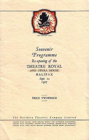A Souvenir Programme for the Theatre Royal, Halifax, dated 12th September 1927.