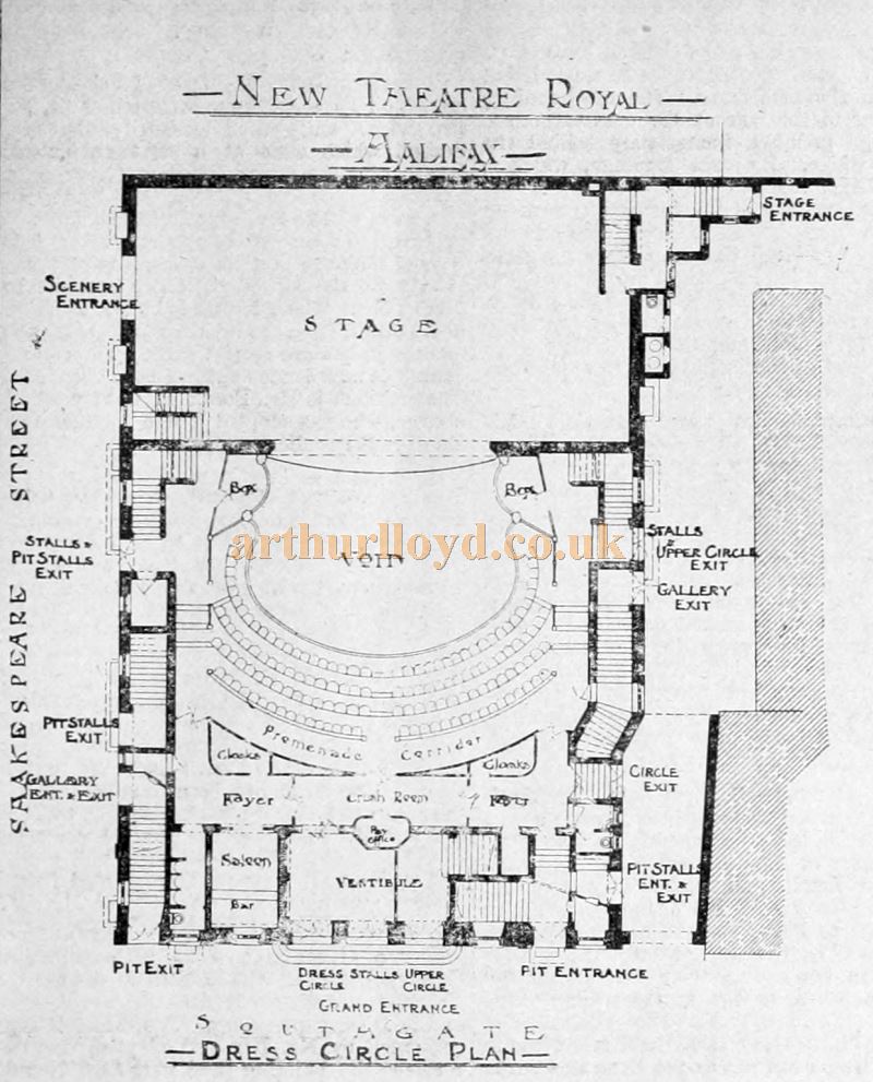 A Plan of the Theatre Royal, Halifax at Dress Circle Level - From The Building News and Engineering Journal, October 21st 1904 