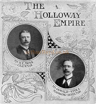 H. E. Moss and Oswald Stoll in a page from The Playgoer, November 1902 - Courtesy Simon Moss, stagememories. 