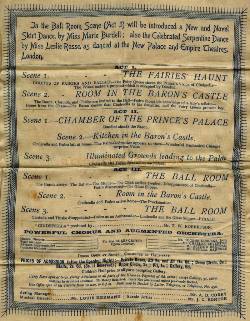 The Programme, printed on silk, for the Grand Opening of the Grand Theatre and Opera House on January the 9th, 1893  