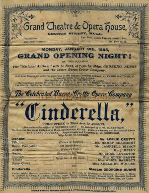 A Programme, printed on silk, for the Grand Opening of the Grand Theatre and Opera House on January the 9th, 1893   - Click to see the whole programme enlarged.