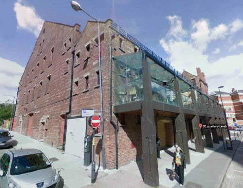 A Google StreetView image of the Portland Crescent side elevation of the former Leeds Coliseum today - Click to interact.