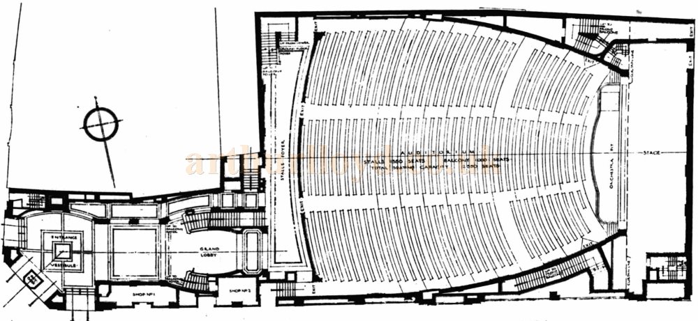 A Stalls Level Plan of the Paramount Theatre, Leeds - From Kinematograph Weekly, February 18th 1932.