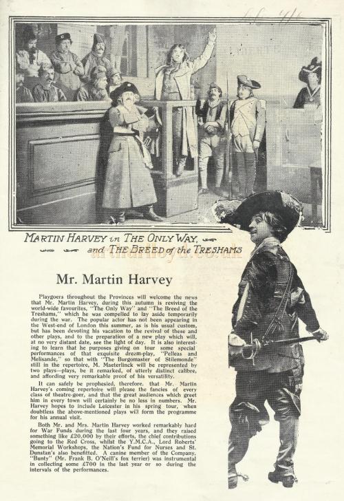 An article about Martin Harvey in 'The Only Way' and 'The Breed of the Treshams' in 1919 - Courtesy David Garratt.