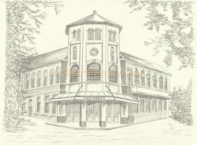 A sketch of the Leicester Trocadero Cinema by David Garratt