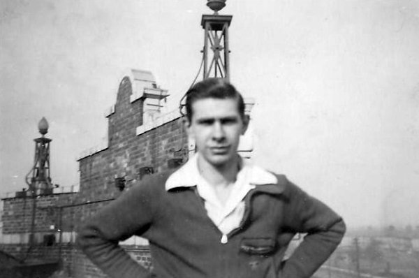 Projectionist Alfred Mahon on the roof of the Ritz Cinema, Liverpool in 1950 - Courtesy Alfred Mahon.