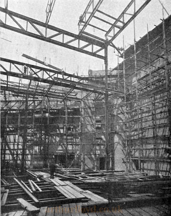 London Coliseum: View from the Stage, showing Flies and Back Wall - From The Builders' Journal and Architectural Record 26th October 1904. 
