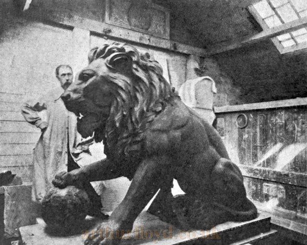 One of the four Lions to be placed above the Tower Balustrade at the London Coliseum - From The Builders' Journal and Architectural Record 26th October 1904. 