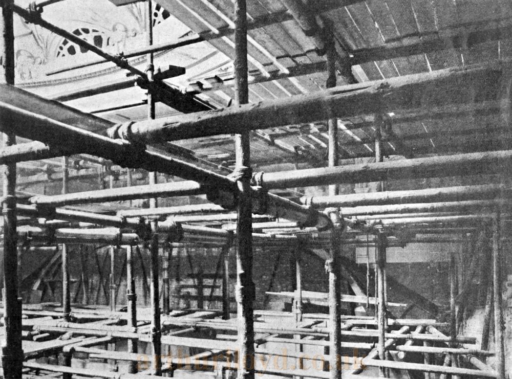 The London Coliseum: View showing Bowspring Girder and Brick Arch over Proscenium Opening - From the Builders' Journal and Architectural Record of the 9th of November 1904.
