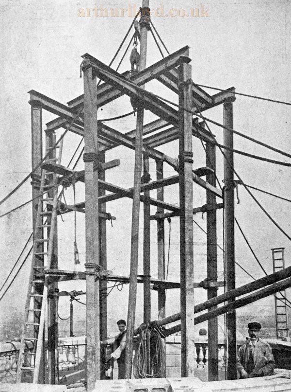 The London Coliseum: Steel Framework Summit of Tower - From the Builders' Journal and Architectural Record of the 9th of November 1904.