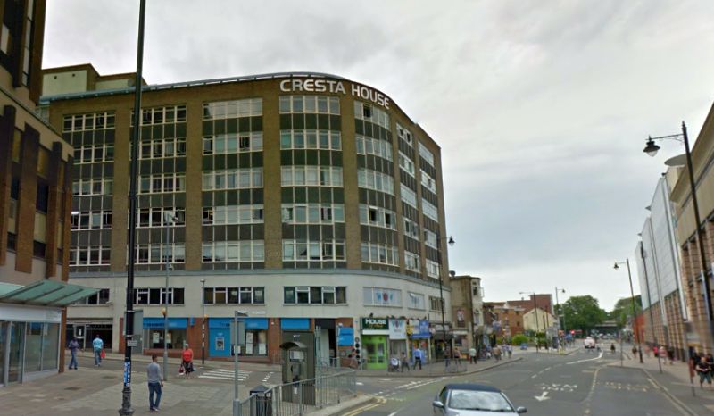 A Google StreetView Image Cresta House, the site of the former Alma Theatre, Luton - Click to Interact