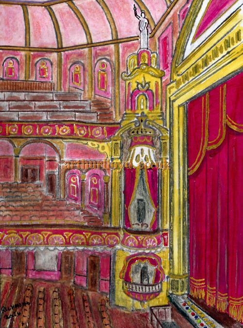 A Watercolour showing the Manchester Palace Theatre's original Auditorium after it had just opened in 1891 - By George Richmond, June 2016.