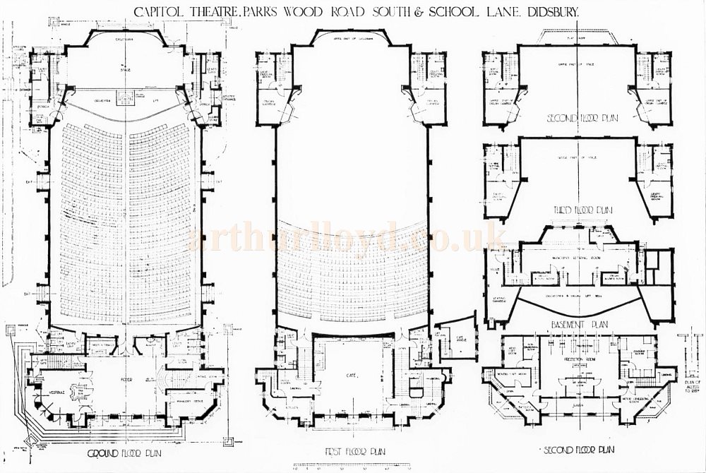 Plans of the Capitol Theatre, Didsbury - From The Architects' Journal, 24th of June 1931.