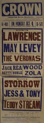 A poster for a Variety show at the Crown Theatre, Manchester on Monday the 4th of October 1920 - Courtesy Stephen Wischhusen.