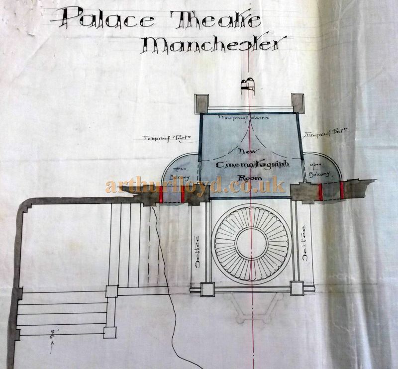 Frank Matcham's design for the addition of a Cinematograph Room for the Palace Theatre, Manchester - Courtesy Mike Hall and Roger Fox.