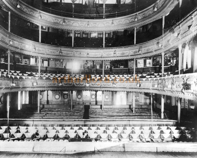 The Auditorium of the Prince's Theatre, Manchester - From the book 'Red plush and Gilt - The Heyday of Manchester Theatre during the Victorian and Edwardian periods' by Joyce Knowlson - Courtesy Alfred Mason.
