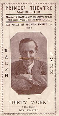 Programme for 'Dirty Work' at the Prince's Theatre, Manchester.