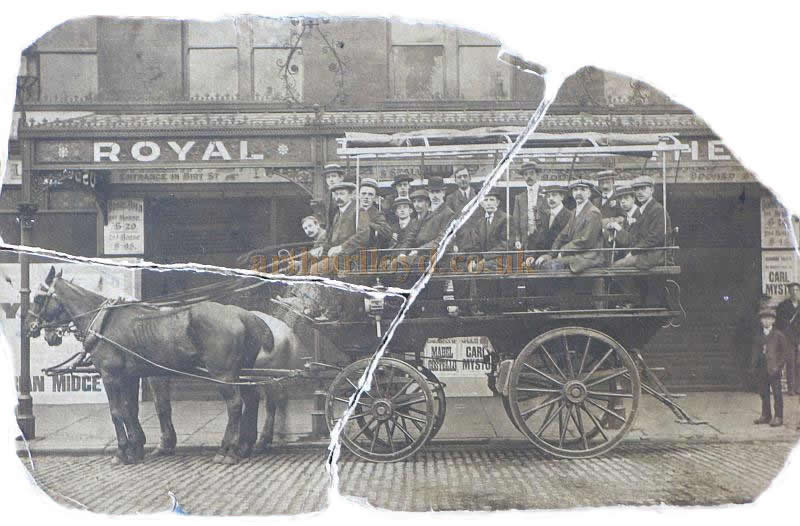 Early Photograph of a Horse and Carriage outside the Royal Osborne Theatre, Manchester - Courtesy Philip Gee.