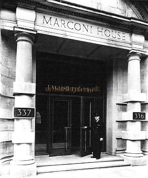 The Entrance to Marconi House in 1953 after the new lettering had been cut and guilded. - Courtesy John A. Struube F.R.I.B.A. 
