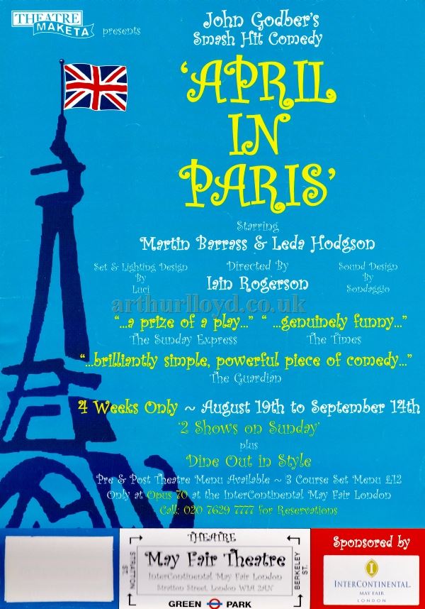 A Poster for 'April In Paris' at the May Fair Theatre - Courtesy Martin Clark.