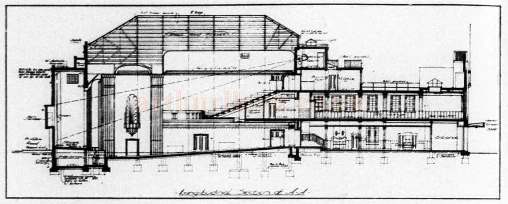 A Longitudinal Section Plan of the Majestic Theatre, Mitcham - From The Builder, 13th of October 1933.