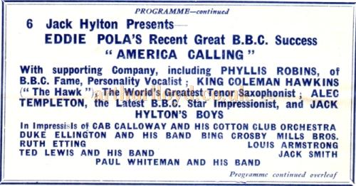 A Variety programme for the New Cross Empire in June 1934 - Courtesy Roy Cross.