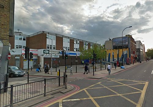 A Google StreetView Image of the site of the Broadway Theatre, New Cross today - Click to Interact.