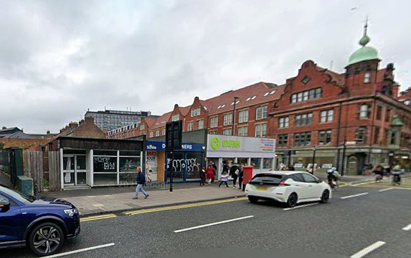A Google StreetView Image of the site of the former Palace Theatre, Percy Street and Haymarket, Newcastle in October 2024 - Click to Interact.