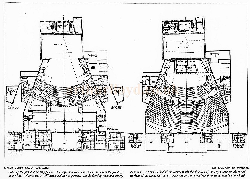 Plans of the Orpheum Theatre, Finchley Road - From The Architect's Journal, 10th of December 1930.