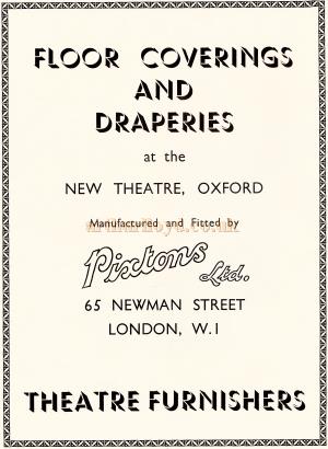 An advertisement for the 'Pixtons Theatre Furnishers' - From the New Theatre's opening souvenir brochure in February 1934.