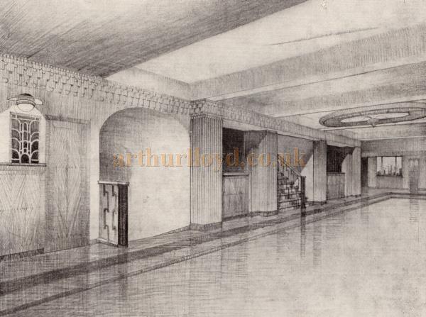 A sketch of the 'Main Foyer' of the New Theatre, Oxford - From the Theatre's opening souvenir brochure in February 1934.