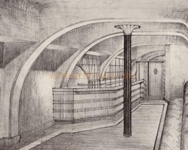 A sketch of the 'Upper Circle Bar' of the New Theatre, Oxford - From the Theatre's opening souvenir brochure in February 1934.