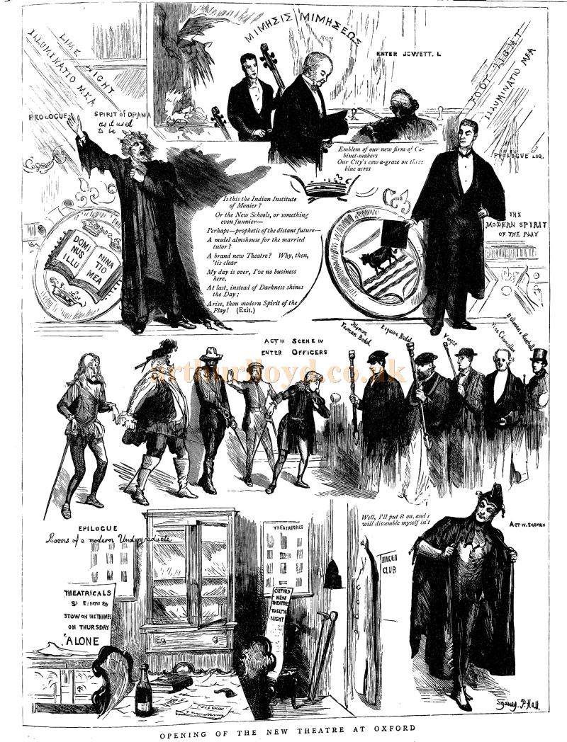 A sketch from 'The Graphic' of the 27th of February 1886 on the opening of the New Theatre, Oxford.