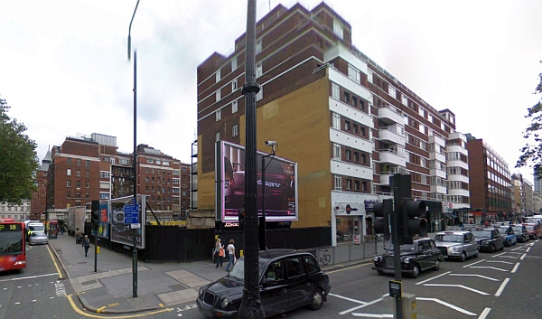 A Google StreetView Image showing the Site of the Paramount Theatre, Tottenham Court Road in September 2008 - Click to Interact.