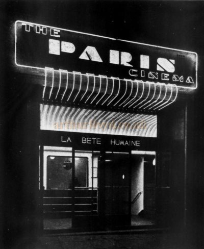 The Paris Cinema, Lower Regent Street, at night - From The Architects' Journal, 18th of May 1939.