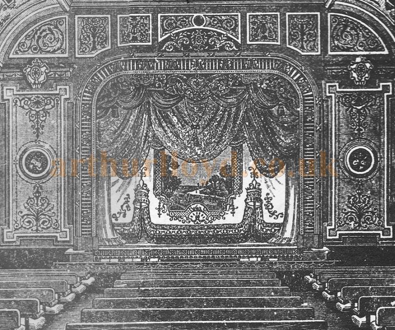 The auditorium and Stage of the Parkhurst Theatre from a programme for 'Babes in the Wood' in December 1894. 
