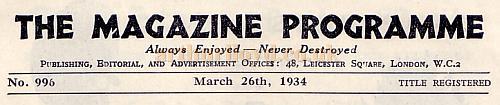 The penultimate programme for the London Pavilion in its 1885 / 1900 form - March 26th 1934 