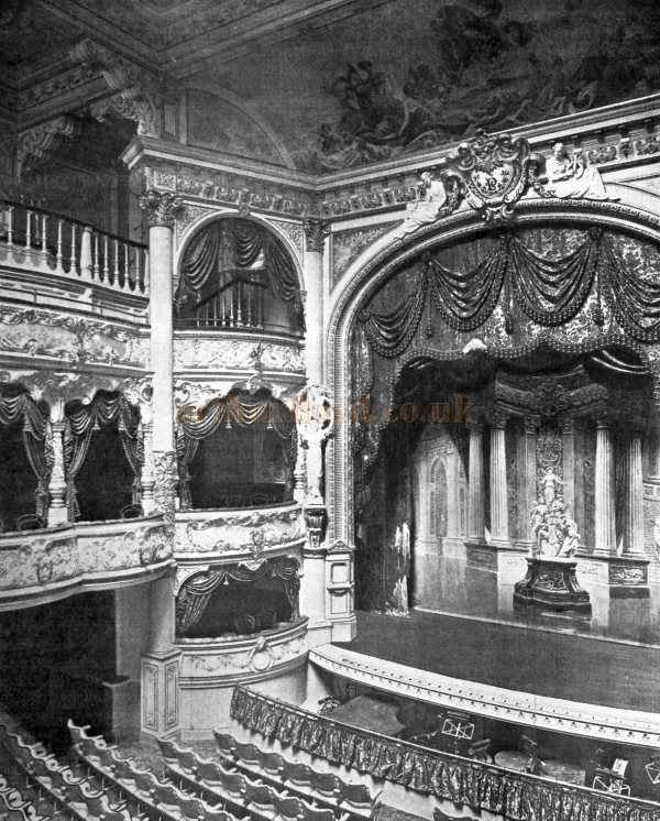 The Auditorium and Stage of the London Pavilion in 1900 - From a late 1900 edition of the Architectural Review.