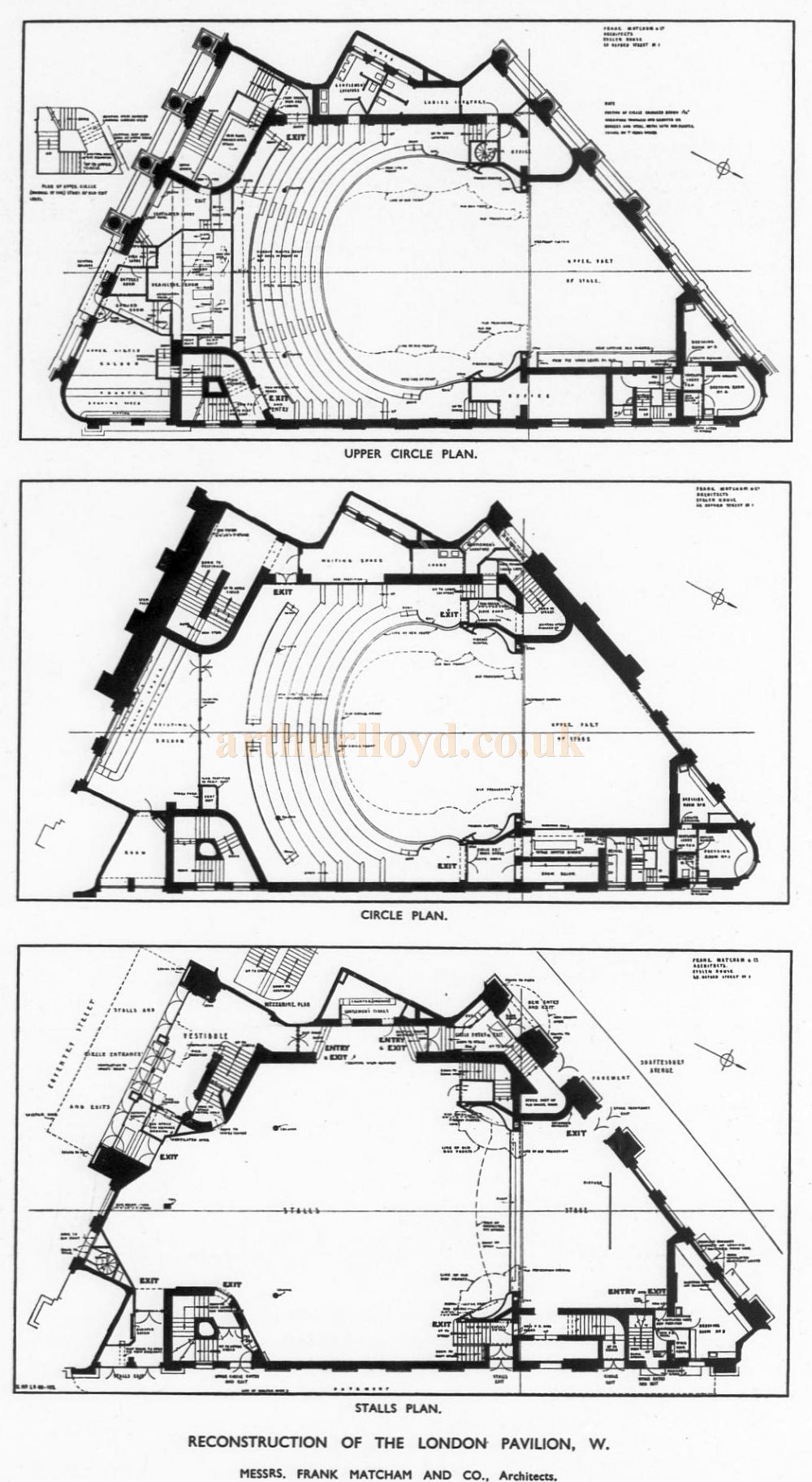 Plans for the Reconstruction of the London Pavilion in 1934 - From The Builder, 14th of September 1934.