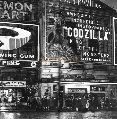 The London Pavilion during the run of 'Godzilla' 