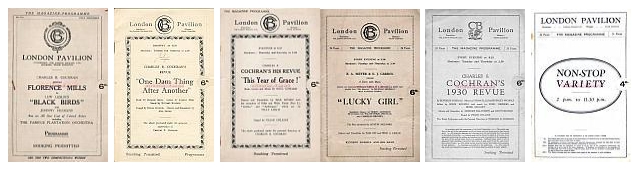 A selection of programme Covers for the London Pavilion.