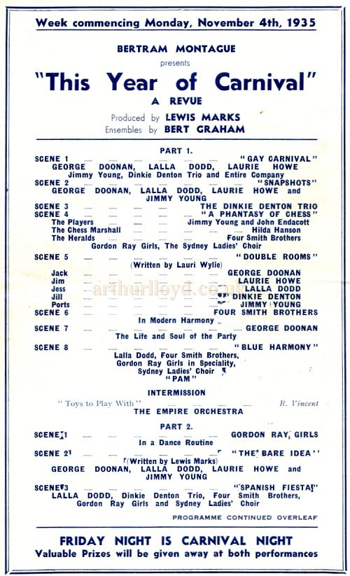 This Year of Carnival, November 4th 1935