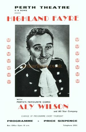 A Perth Theatre programme cover from 1966 for the summer season variety weeks' Summer Fayre headlined by Aly Wilson - Courtesy Colin Calder.