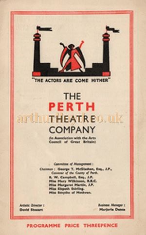 A Perth Theatre Company Programme Cover design for the 1940s and 1950s - Courtesy Graeme Smith.