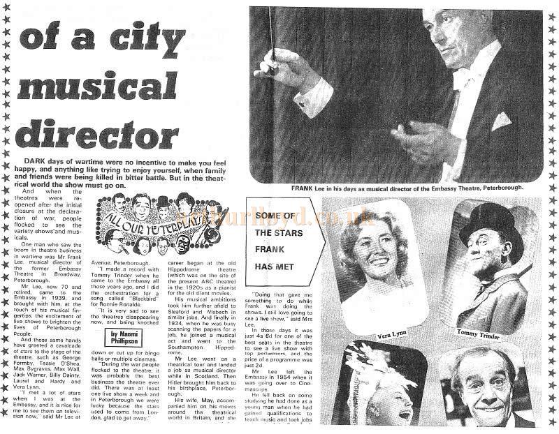 'Memories of a Musical Director' From the Evening Telegraph February 11th 1976 on Framk Lee